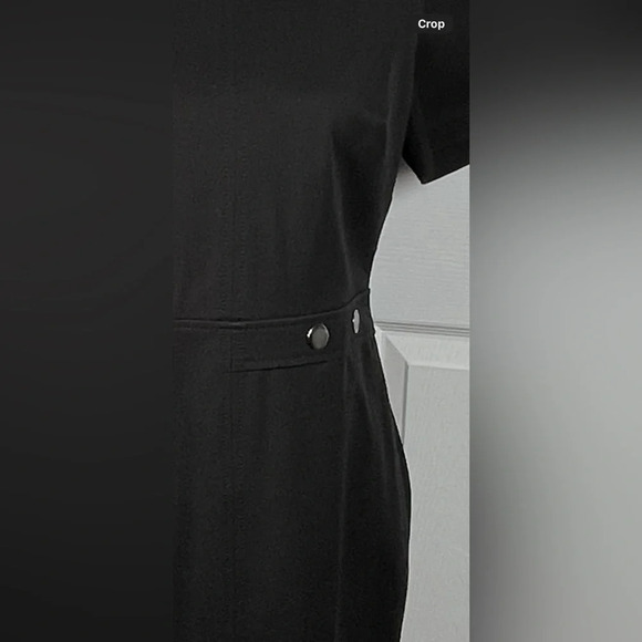 Banana Republic NEXT TAILORING BLACK SHORT SLEEVE STRETCH MIDI SHEATH DRESS - Picture 4 of 10